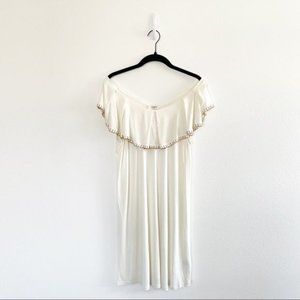 Umgee Boho Flutter V Neck Sundress Cream Multi Color Detail New With Tag Medium